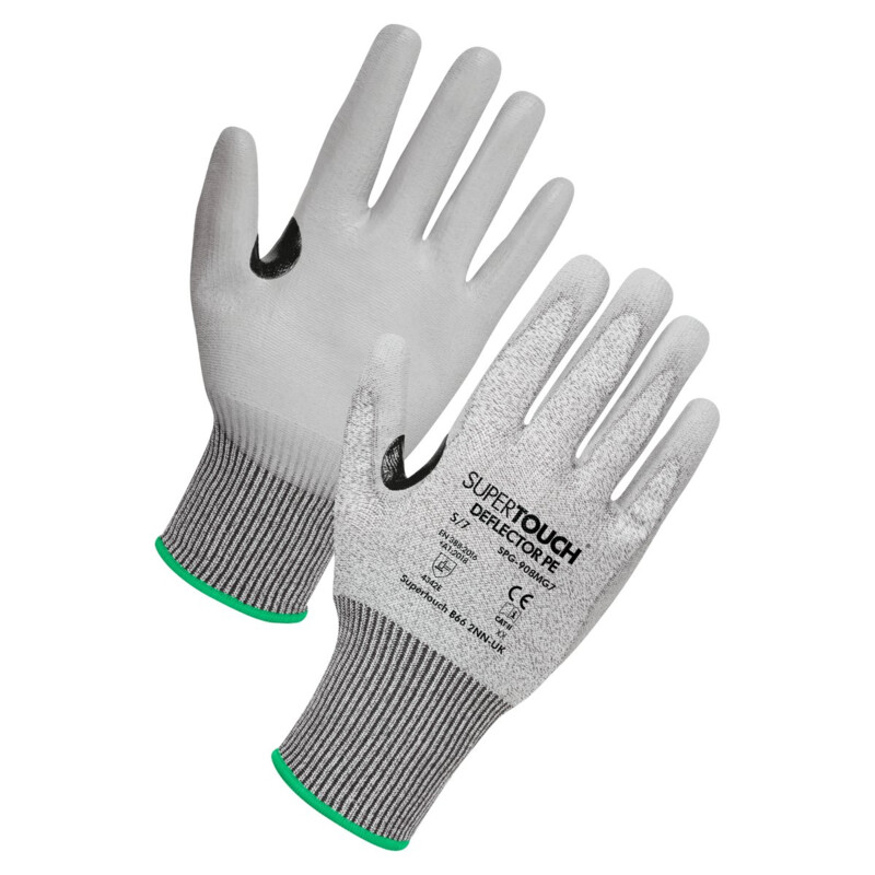 Supertouch Deflector PE Cut PU Work Glove - Grey White - 120 Pairs Thumbnail