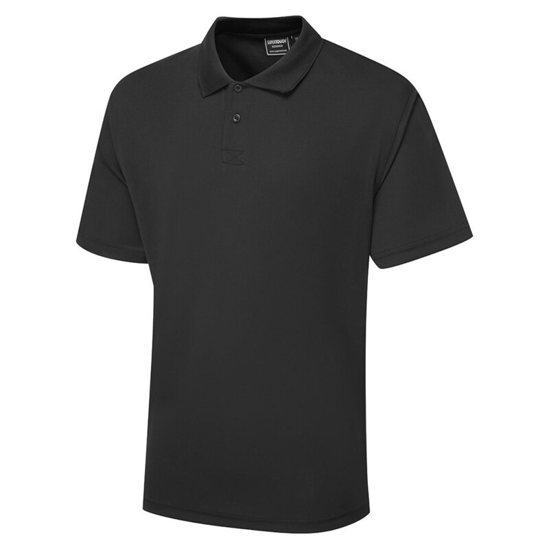 Supertouch Bird Eye Polo Shirt Work T-Shirt - Black Thumbnail