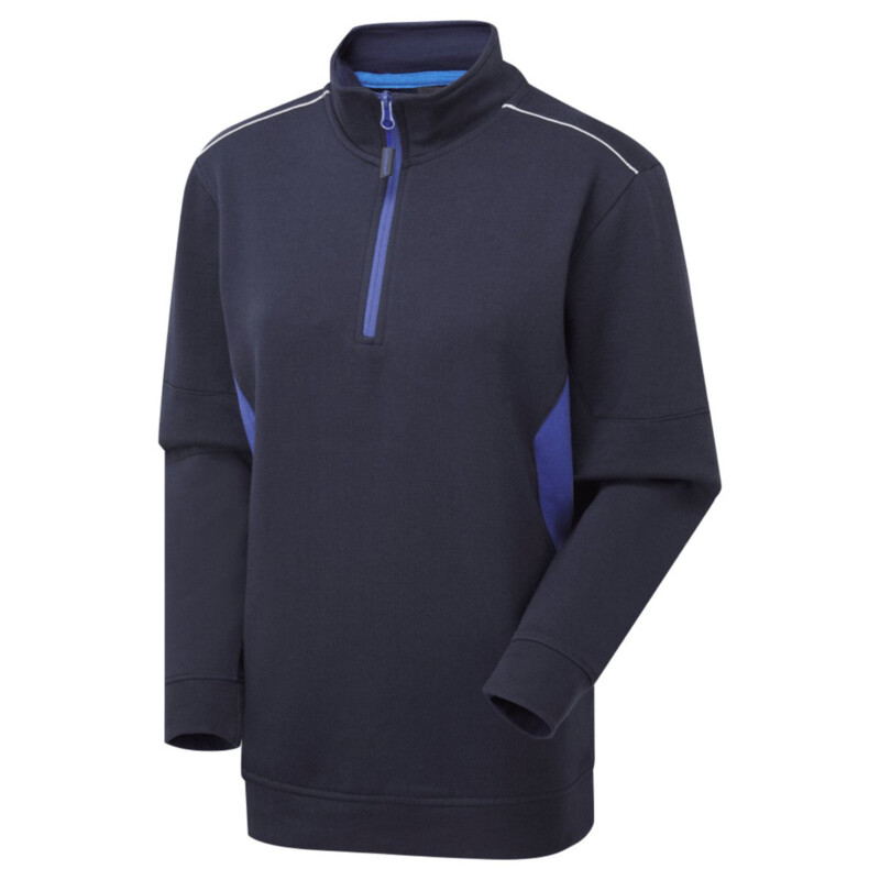 Supertouch System Eco Womens Quarter Zip Sweatshirt Work T-Shirt - Navy Royal Thumbnail