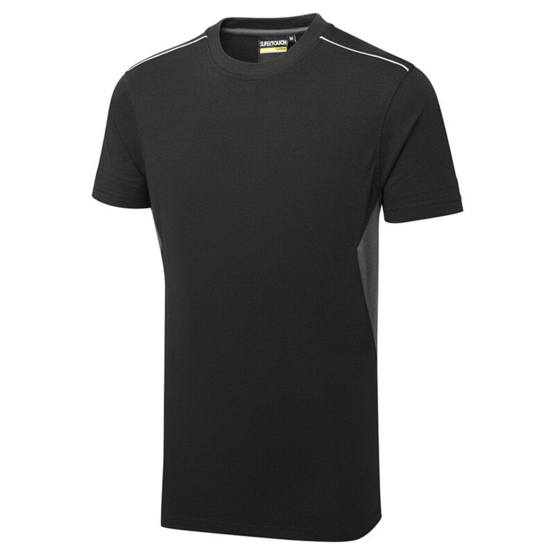Supertouch System Eco Workwear Work T-Shirt - Black Grey Thumbnail
