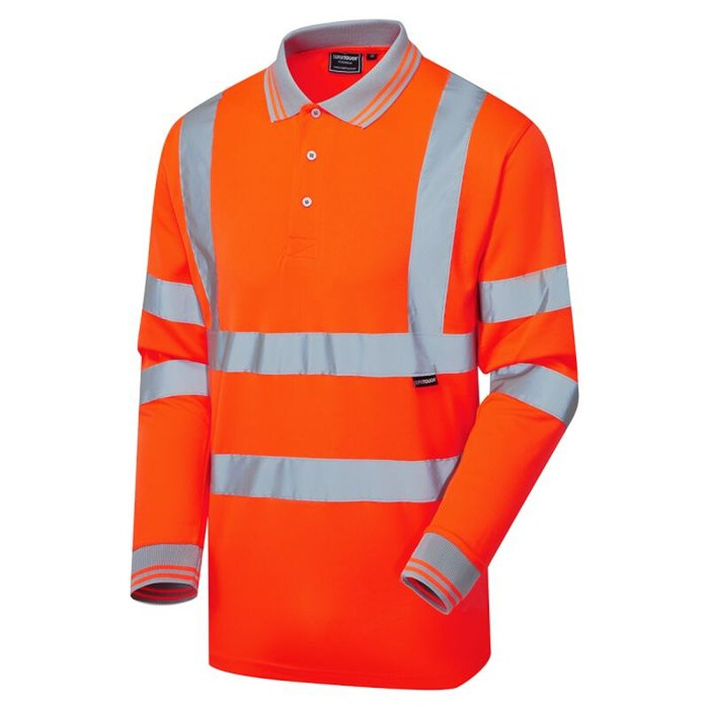 Supertouch Hi Vis Long Sleeved Bird Eye Polo Shirt - Orange Thumbnail