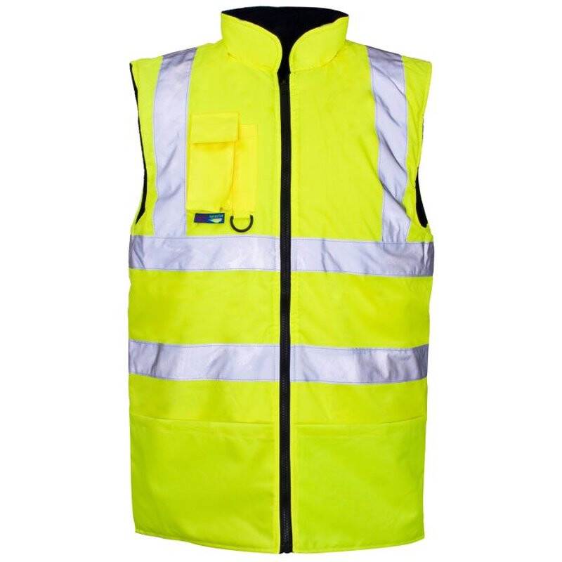 Supertouch Hi Vis Reversible Fleece Lined Bodywarmer - Yellow Navy Thumbnail