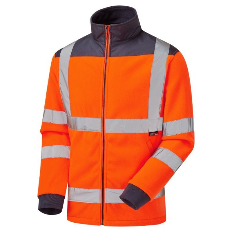 Supertouch Hi Vis Fleece Jacket - Rain Patch - Orange Navy Thumbnail