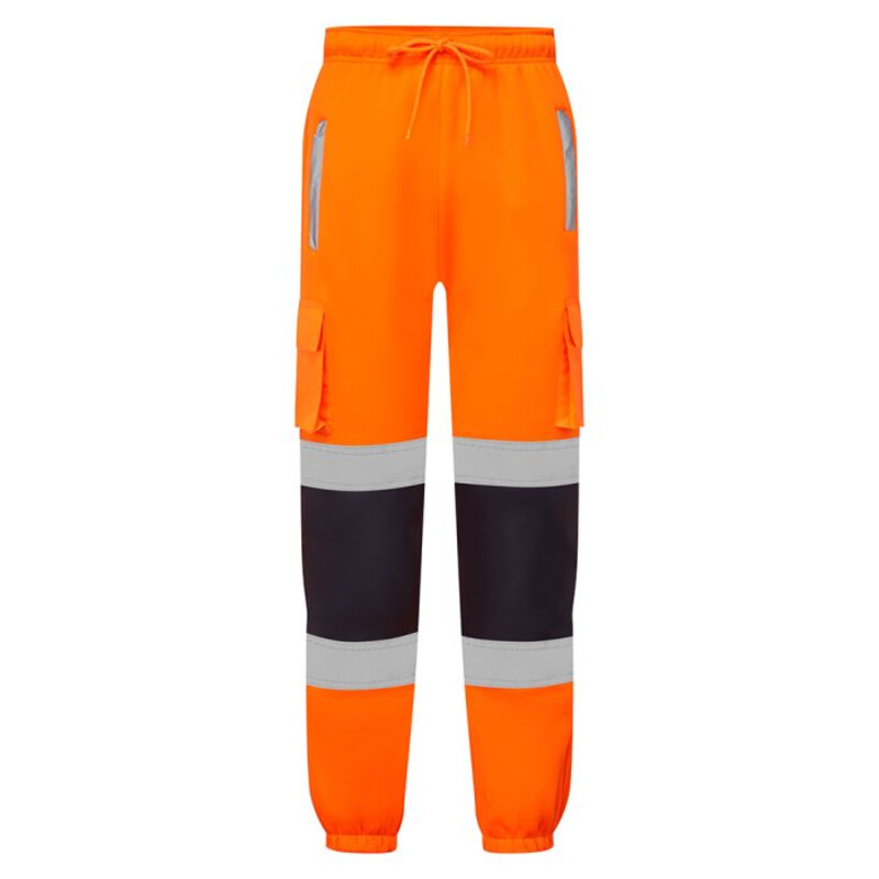 Supertouch Hi Vis 2-Tone Jogging Bottoms - Orange Navy Thumbnail