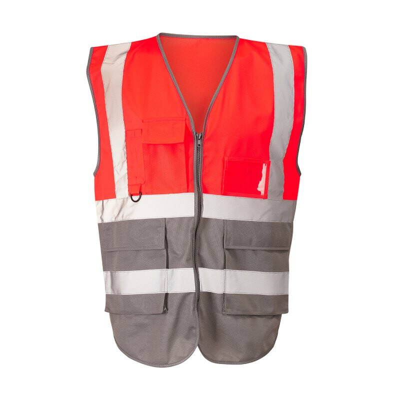 Supertouch Hi Vis 2-Tone Executive Vest - Red Grey Thumbnail
