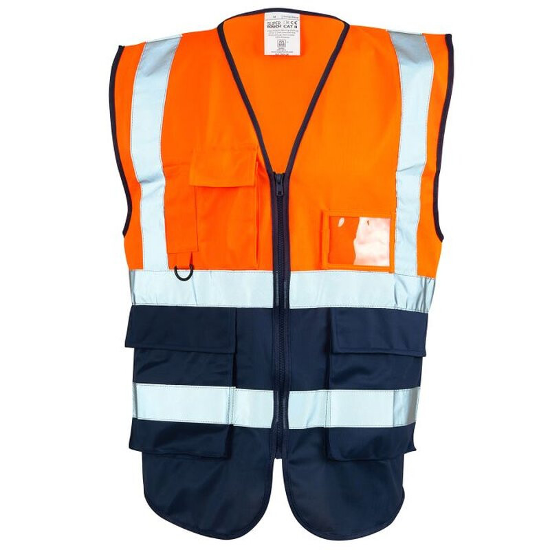 Supertouch Hi Vis 2-Tone Executive Vest - Orange Navy Thumbnail