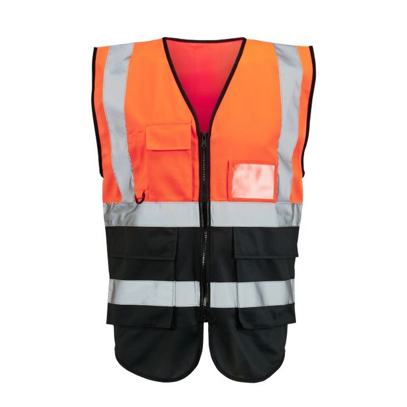 Supertouch Hi Vis 2-Tone Executive Vest - Orange Black Thumbnail