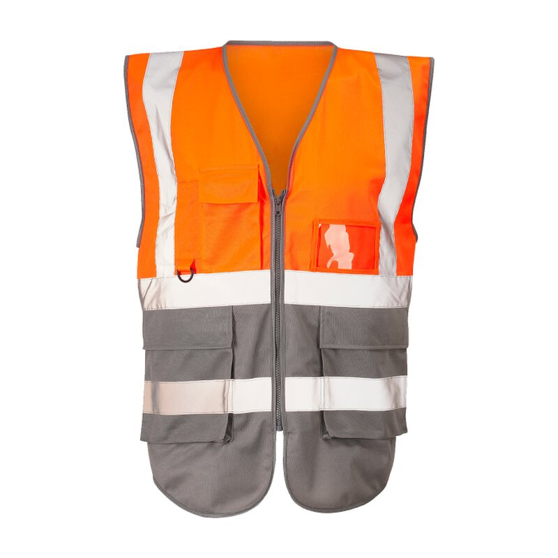 Supertouch Hi Vis 2-Tone Executive Vest - Orange Grey Thumbnail