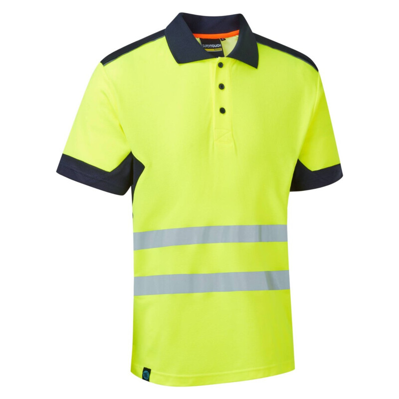 Supertouch Hi Vis System Eco 2-Tone Polo - Yellow Navy Thumbnail
