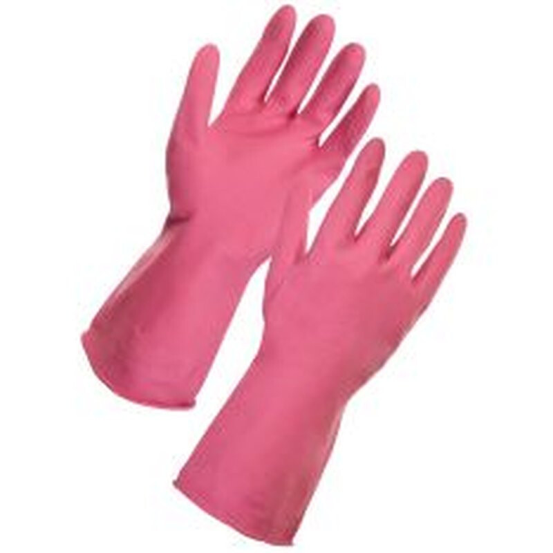 Supertouch Household Latex Work Gloves - Pink - 120 Pairs Thumbnail
