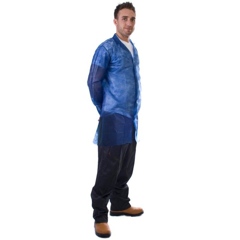 Supertouch Non-Woven Coat With Poppers Coveralls Disposable Coveralls - 50 Pieces - Blue Thumbnail