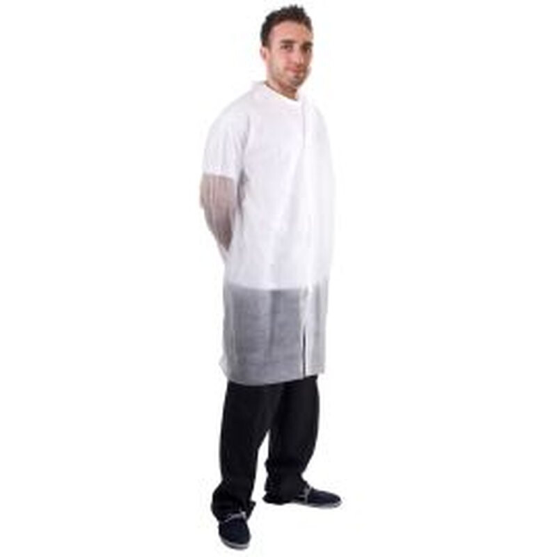 Supertouch Non-Woven Coat With Velcro Coveralls Disposable Coveralls - 50 Pieces - White Thumbnail