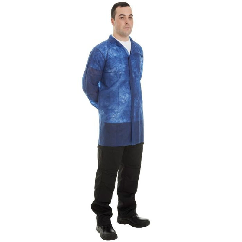 Supertouch Non-Woven Coat With Velcro Coveralls Disposable Coveralls - 50 Pieces - Blue Thumbnail