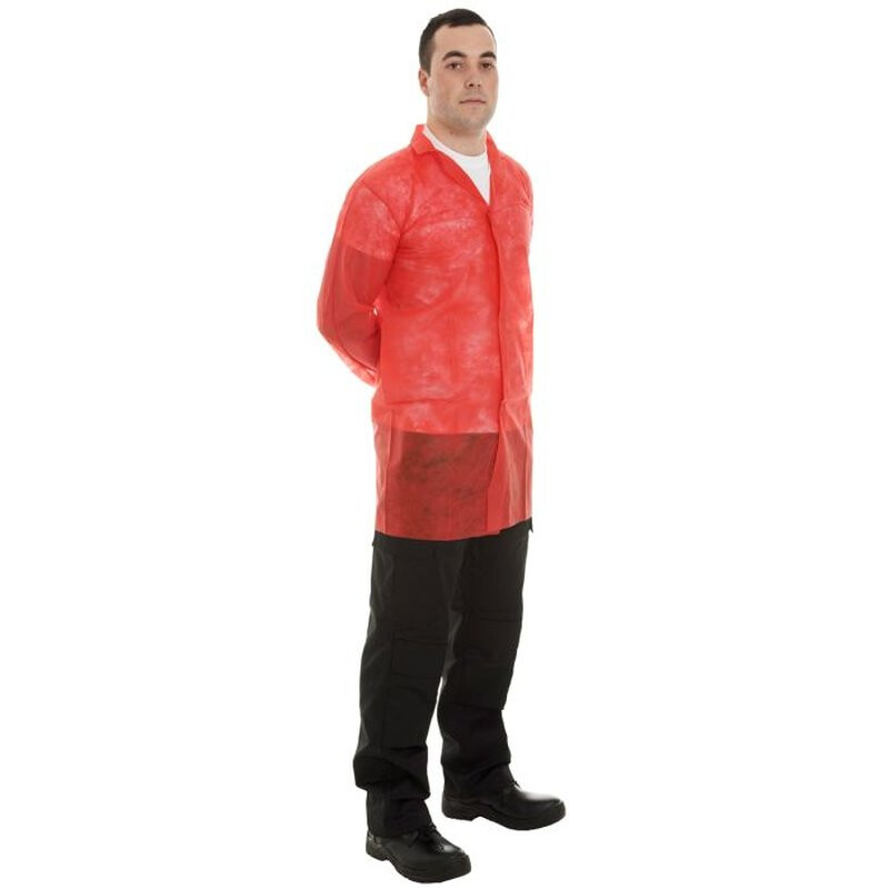 Supertouch Non-Woven Coat With Velcro Coveralls Disposable Coveralls - 50 Pieces - Red Thumbnail