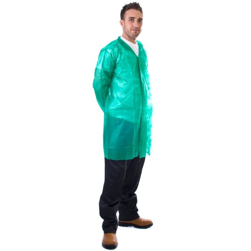 Supertouch Non-Woven Coat With Velcro Coveralls Disposable Coveralls - 50 Pieces - Green Thumbnail