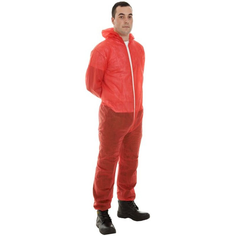 Supertouch PP Non-Woven Coverall Disposable Coveralls - 50 Pieces - Red Thumbnail