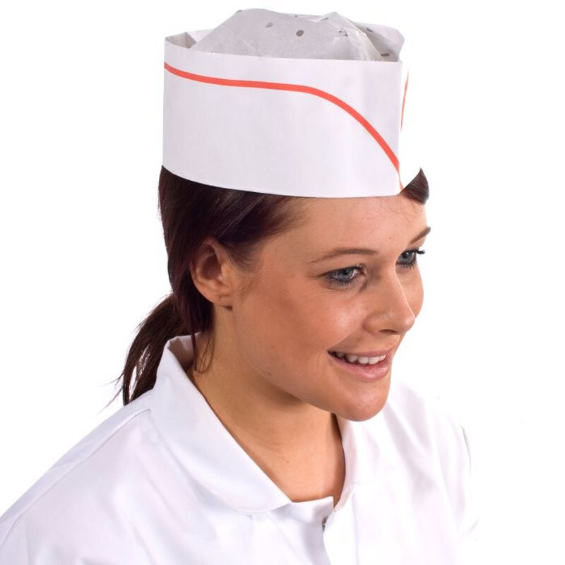 Supertouch Paper Forage Hat - 1000 Pieces - White Red Thumbnail