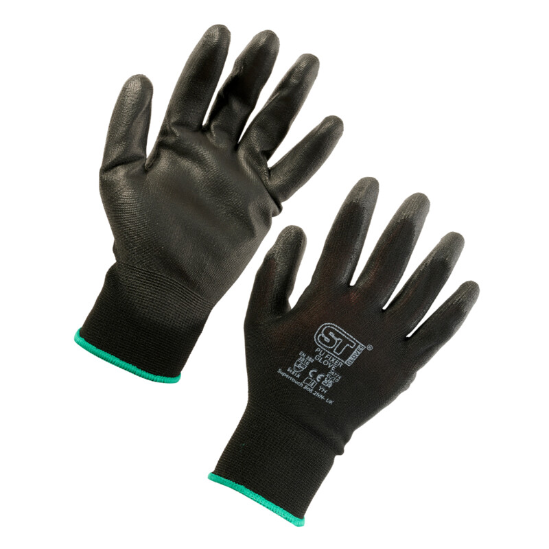 Supertouch PU Fixer Work Gloves - Black - 12 Pairs Thumbnail