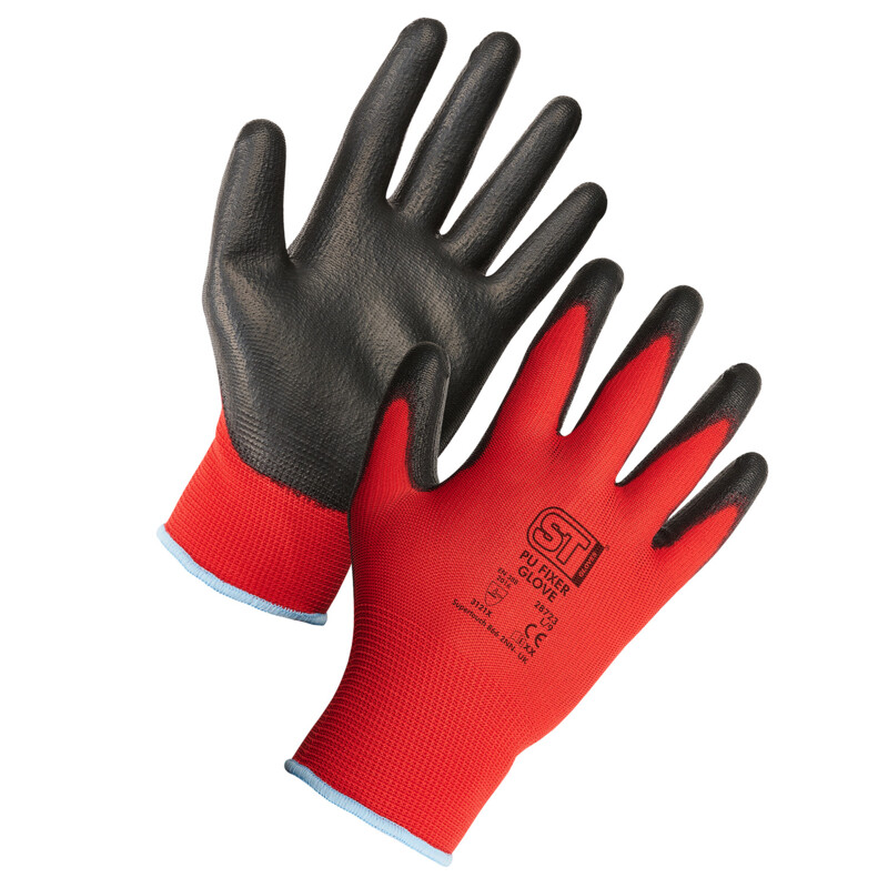 Supertouch PU Fixer Work Gloves - Red - 12 Pairs Thumbnail